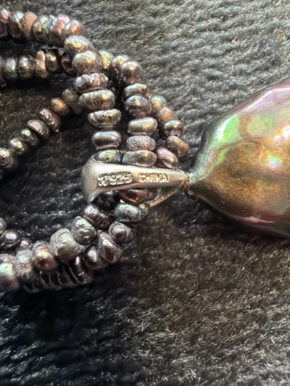 NIB Honora Multi-Strand Chocolate Seed Pearl Necklace w/Baroque Pearl Pendant - Picture 3 of 6